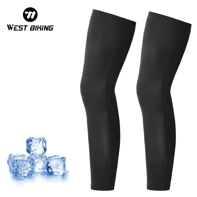WEST BIKING 아이스 실크 사이클링 다리 슬리브, 시원한 통기성, 남성 여성 야외 스포츠, 러닝 피트니스, 자외선 차단 다리 보호
