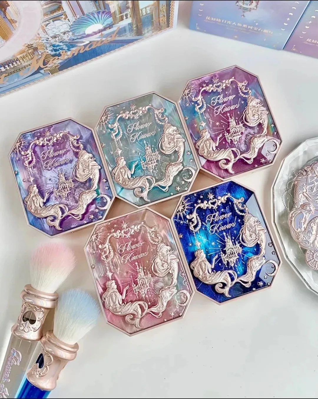 

Flower Knows Moonlight Mermaid Jewelry Blush 5g Matte Long-Lasting Cheek Blush Powder Vegan Cruelty-Free Waterproof Natural