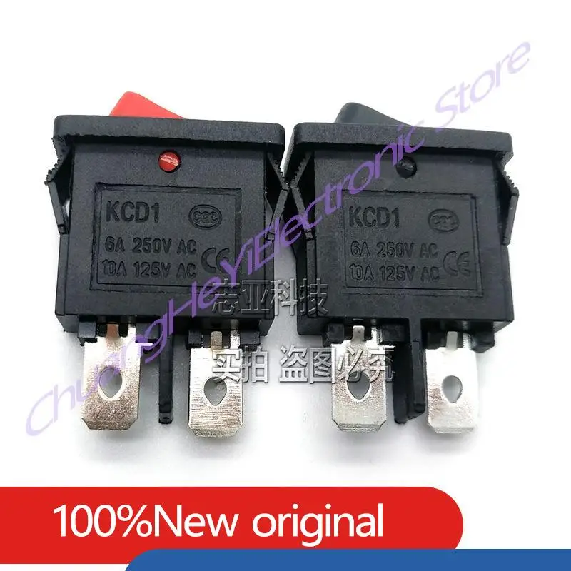 10Pcs/Lot KCD1-110 Ship Type Switch Ultra-thin Flat 2 Pin 2 Speed 6A 250V 9.5*21mm Warping Switch