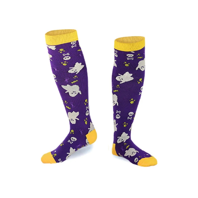 Set di 4 paia di calzini a compressione di Halloween per donna e uomo Kawaii Design originale Happy Funny calzini da allattamento