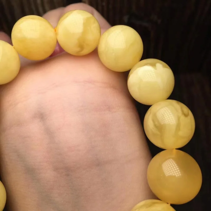 Natural Amber Beeswax Bracelet Black Material Cost-Effective Large Size 15-18mm Optional Product Full Honey Men's