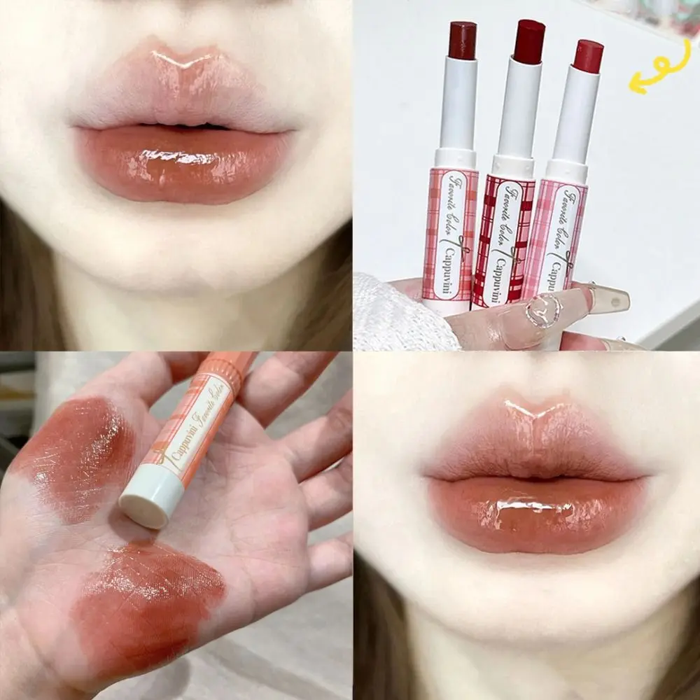 Portable Cute Bow Mirror Water Lip Gloss Moisturizing Waterproof Jelly Lipstick Long Lasting Translucent Lip Glaze Lip Makeup