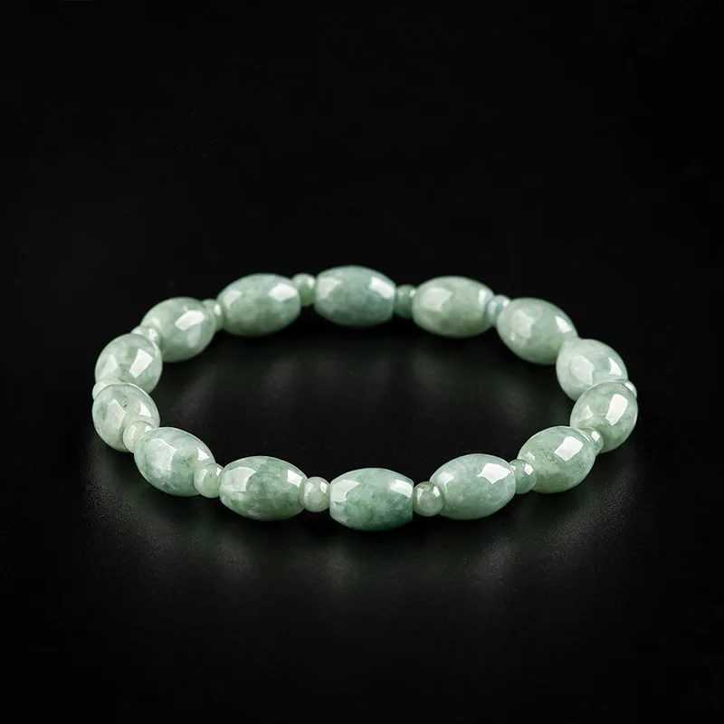 Authentic Natural A Jadeite Lutong Bracelet Bean Seed Jade Bucket Bead Bangle High-end Women's Jewelry Wholesale Drop Shipping