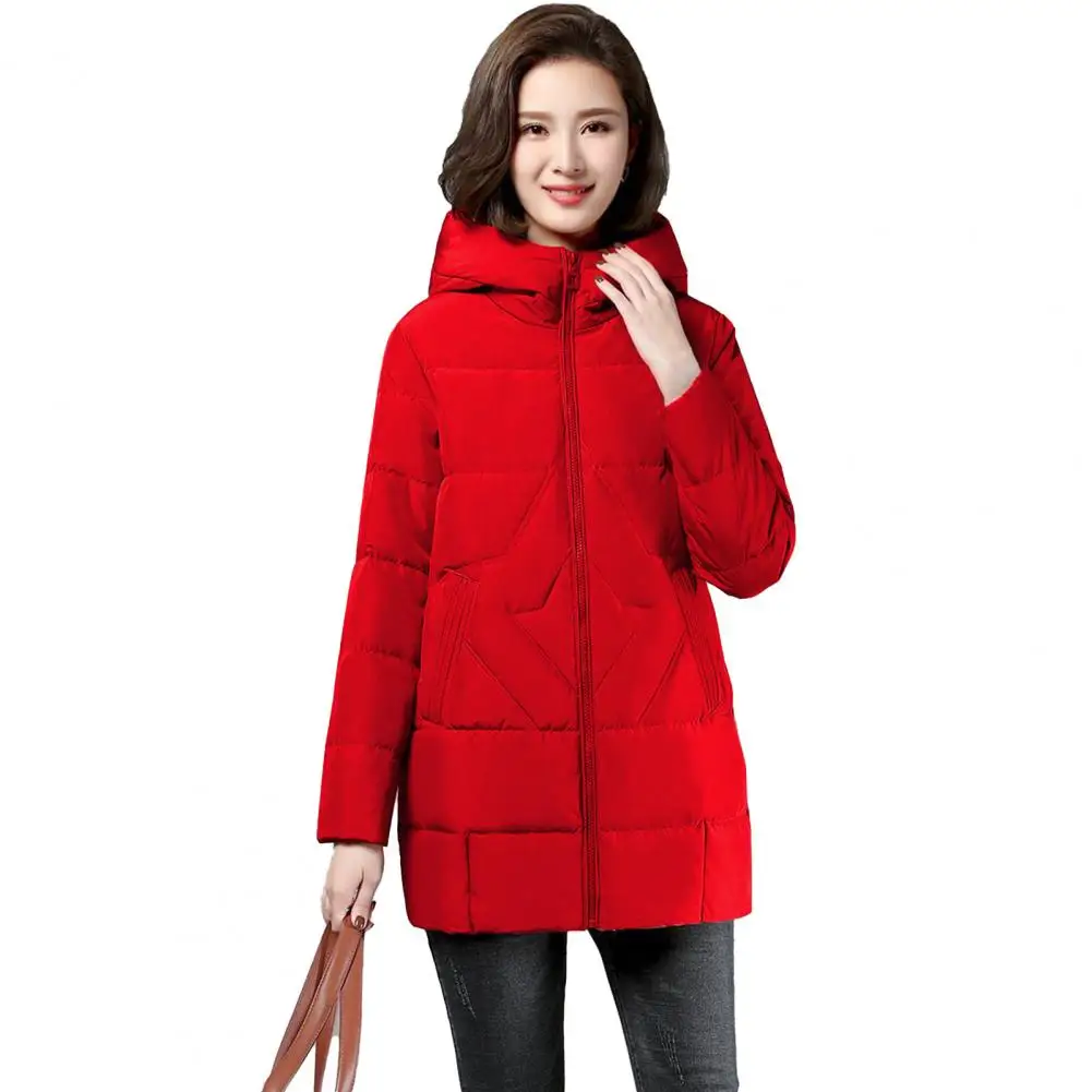 Women Down Coat Solid Color Padded Lady Jacket Thick Warm Long Sleeve Female Outwear Women\'s Clothing