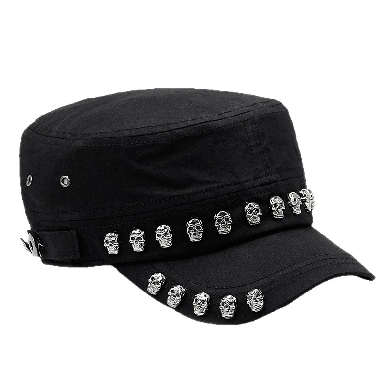 Unisex Black Baseball Cap Rock Cool Hip Hop Studded Rivet Snapback Flat Hat 6196Dzm-OVL._AC_UY1000_.jpg main image 4