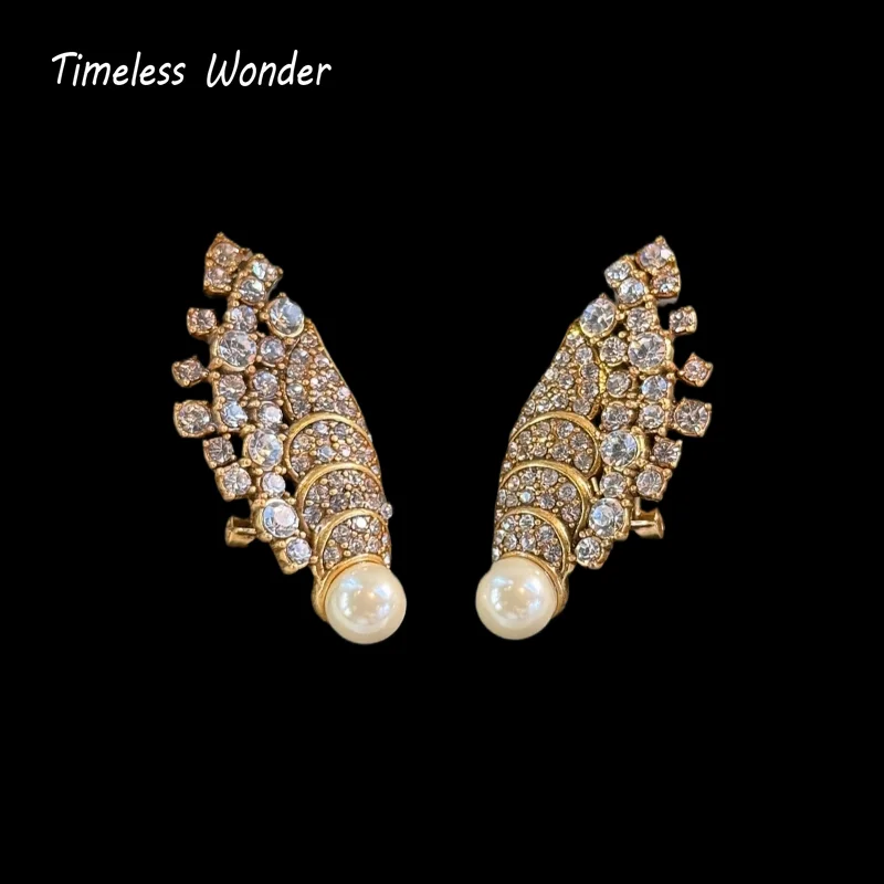 

Timeless Wonder Fancy Zircon Geo Wings Button Earrings for Women Designer Jewelry Punk Sweet Gift Rare Top Neat 3346