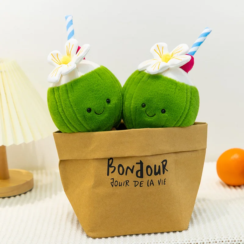 رائعتين 20 سنتيمتر جوز الهند ألعاب من نسيج مخملي لينة رقيق محشوة دمية جوز الهند لطيف الفاكهة الاستوائية بلوشي للزوجين غرفة ديكور هدية عيد ميلاد