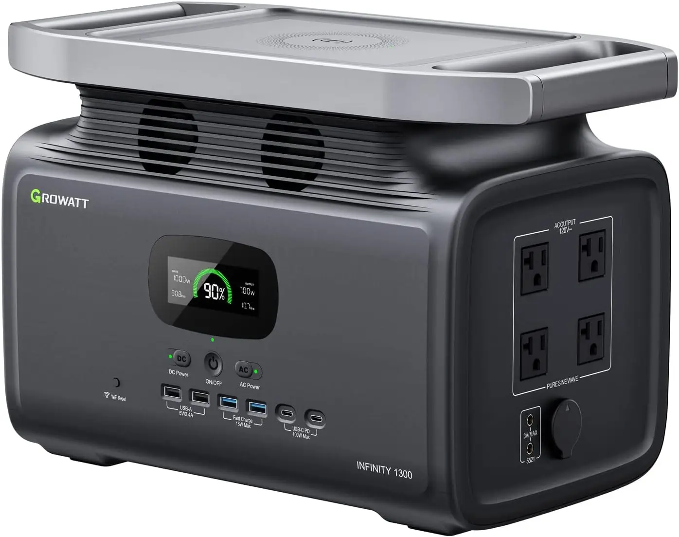 Infinity 1300 Portable Power Station, 1800W Electric Solar Generator,1382Wh LiFePO4 Battery, 14 Outlets for Home Backup