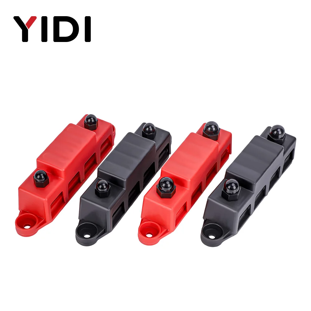 Heavy Duty Battery Power Distribution Terminal M8 M10 Stud Busbar 12V 48V with Protective Cover for RV Marine Truck Car