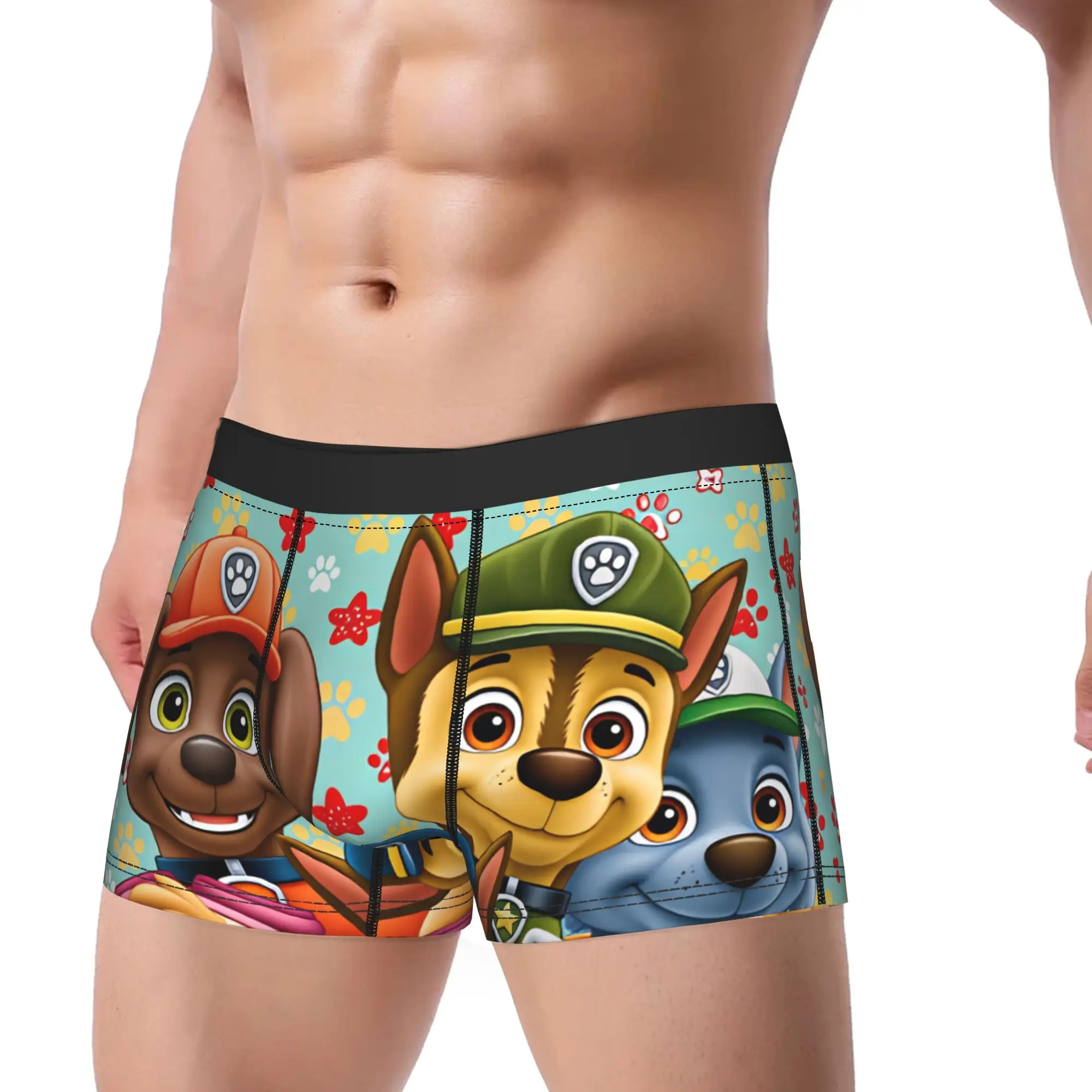 Paw Dogs Pups Paw Print Group Portrait Underwear Printing Boxer Shorts High Quality Men Underpants Comfortable Boxer Brief Gift