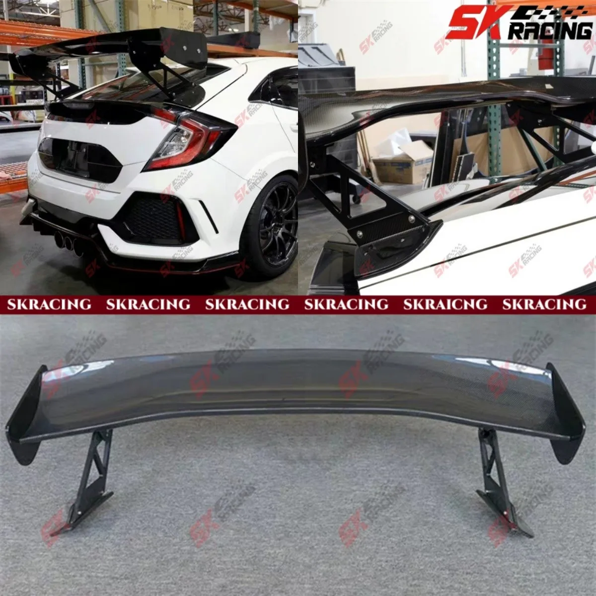 

Подходит для Honda Civic Type-R FK8 2017-21 углеродное волокно/глянцевое крыло заднего спойлера багажника