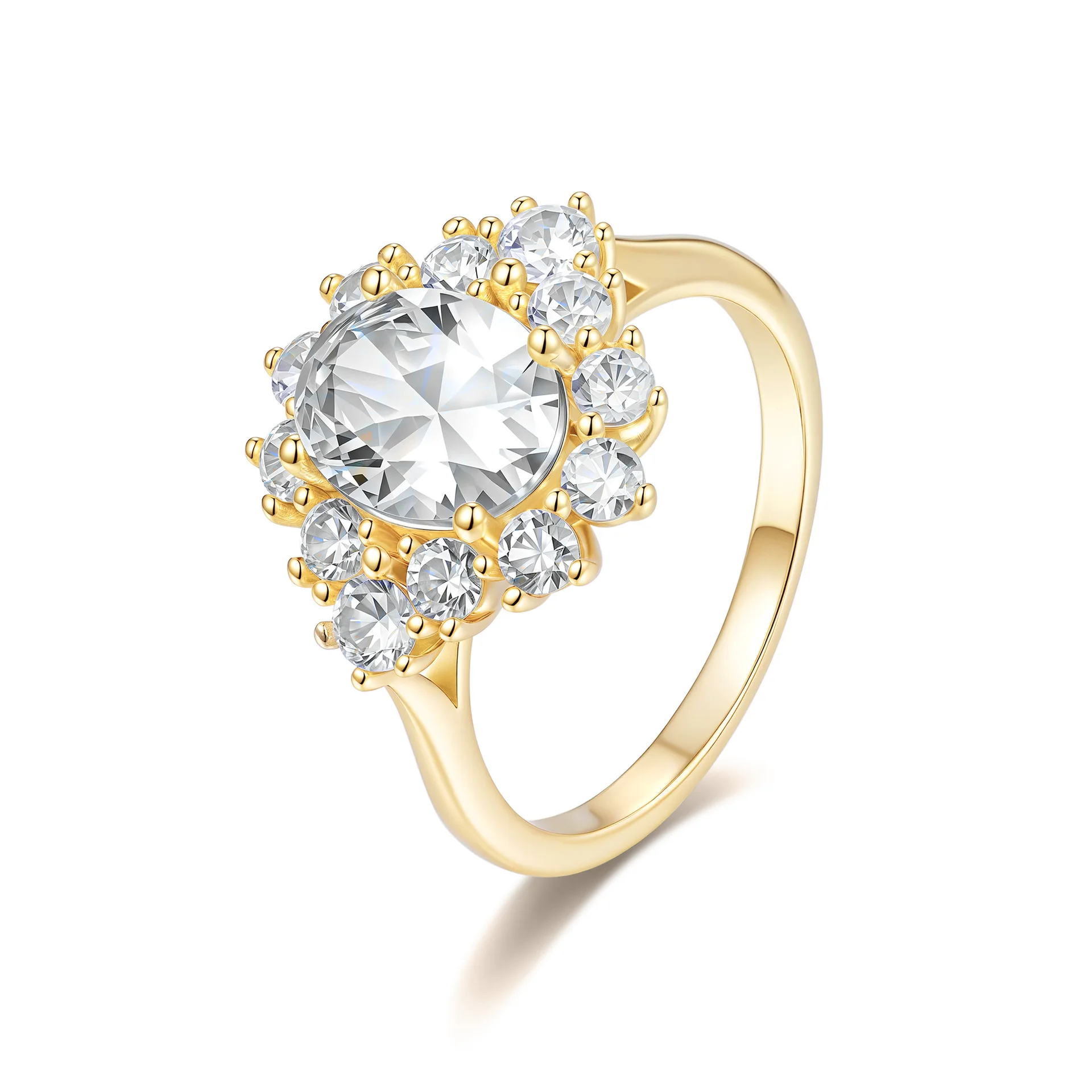 

S925 sterling silver set 2ct D Color VVS1 moissanite snowflake ring exquisite women's fashion ring Valentine's Day jewelry gift