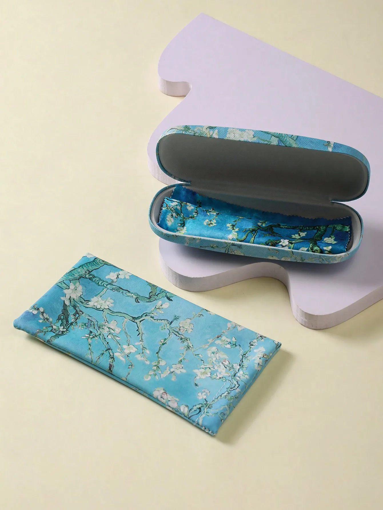 1 قطعة حافظة نظارات ونظارات Pouth Pritednd فنسنت فان جوخ أزهار اللوز الحاضر تنظيف الملابس علبة مشهد خفيفة الوزن #5