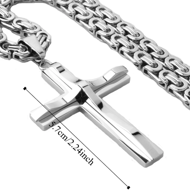 التيتانيوم الصلب الصليب قلادة الرجعية خفيفة الوزن الكاثوليكية مجوهرات اكسسوارات الفاخرة الدينية الصليب سلسلة بدلاية النساء #6