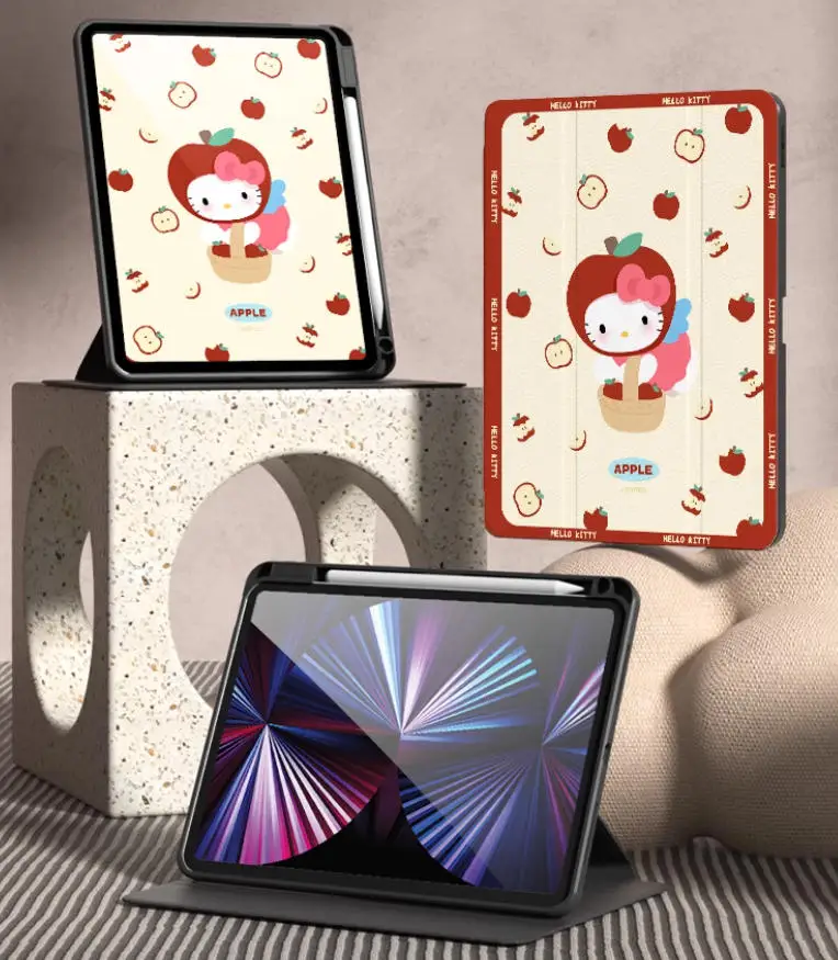 MINISO Hello Kitty لجهاز iPad حافظة Funda IPad Air 3 4 5 M2 M3 Pro 4 5 6 M4 Mini 6 7 غطاء لوحي Ipad 7/8/9/10 A16 حافظة واقية