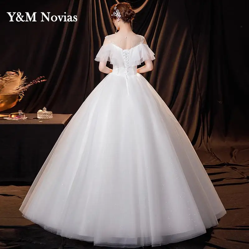 Izoy-Vestido De novia De media manga con cuello redondo, traje De princesa De ilusión, talla personalizada, 2023