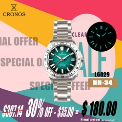 Cronos GS 39mm Gradual Desert Texture Men Watch NH34 Automatic Mechanical Bubble Sapphire Glass Brushed Bracelet 10ATM L6029