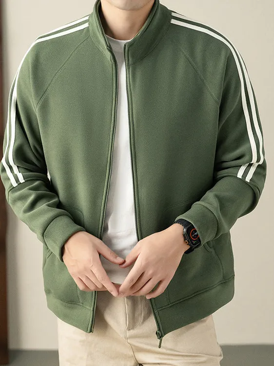 

Lakar Fce Stand Collar Jaet Men's Sweatirt Spring Autumn Large Size Thiened Jaet Outdoor Casual Sports Zipper Top