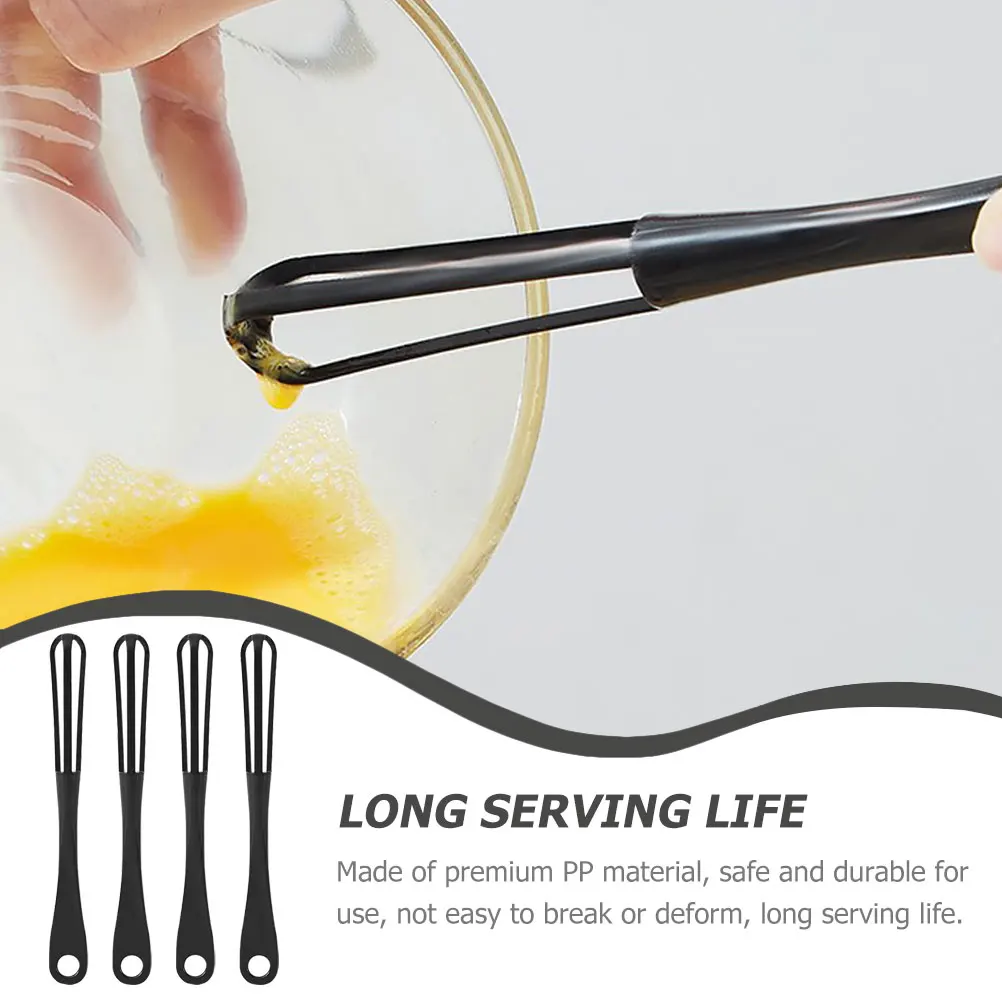 

4 Pcs Egg Beater Manual Whisk for Milk Frother Hand-held Handheld Beaters Black