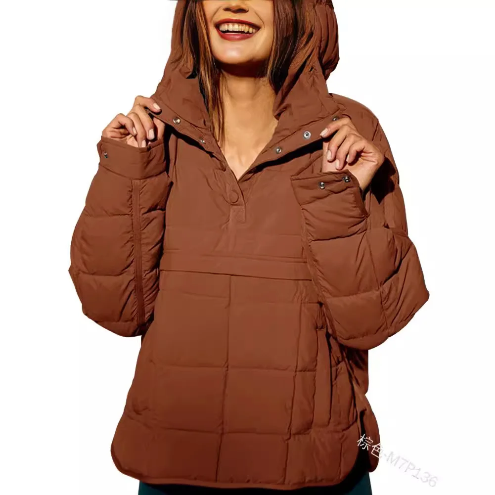 Einfarbig Winter Baumwolle Kleidung Frauen Mode Lässig Lose Langarm Pullover Mit Kapuze Baumwolle Kleidung Tops Weibliche 2025, Neue