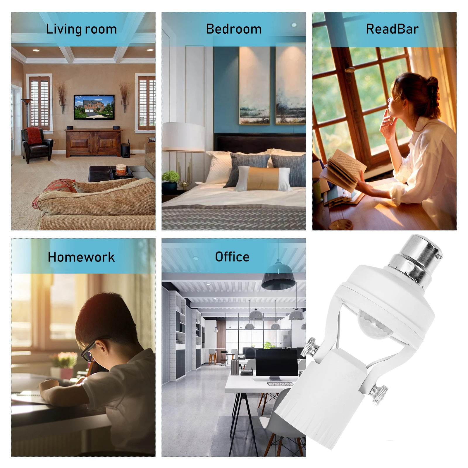 

Induction Lamp Holder Sensor Socket Adjustable Design Durable Iron Material Wide Use Schools Hotels Corridors Outdoor High