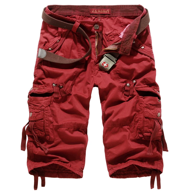 Pantalones cortos Cargo holgados de camuflaje para hombre, pantalones cortos de camuflaje para verano, pantalones cortos Cargo sin cinturón, envío