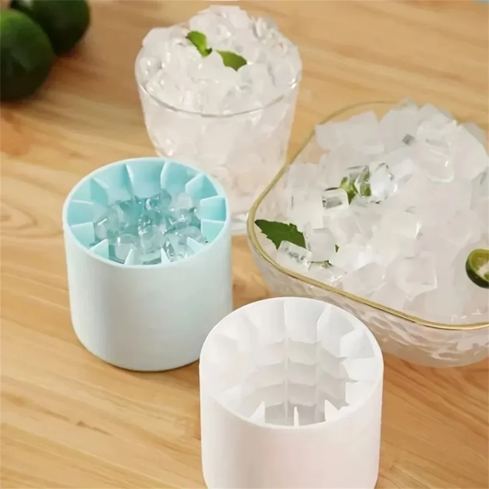 All-in-One Silicone Ice Making Tool Safe Food Grade Cylinder Ice Cube Mold Reusable Ice Lattice Mould Kneadable Ice Bucket Drink