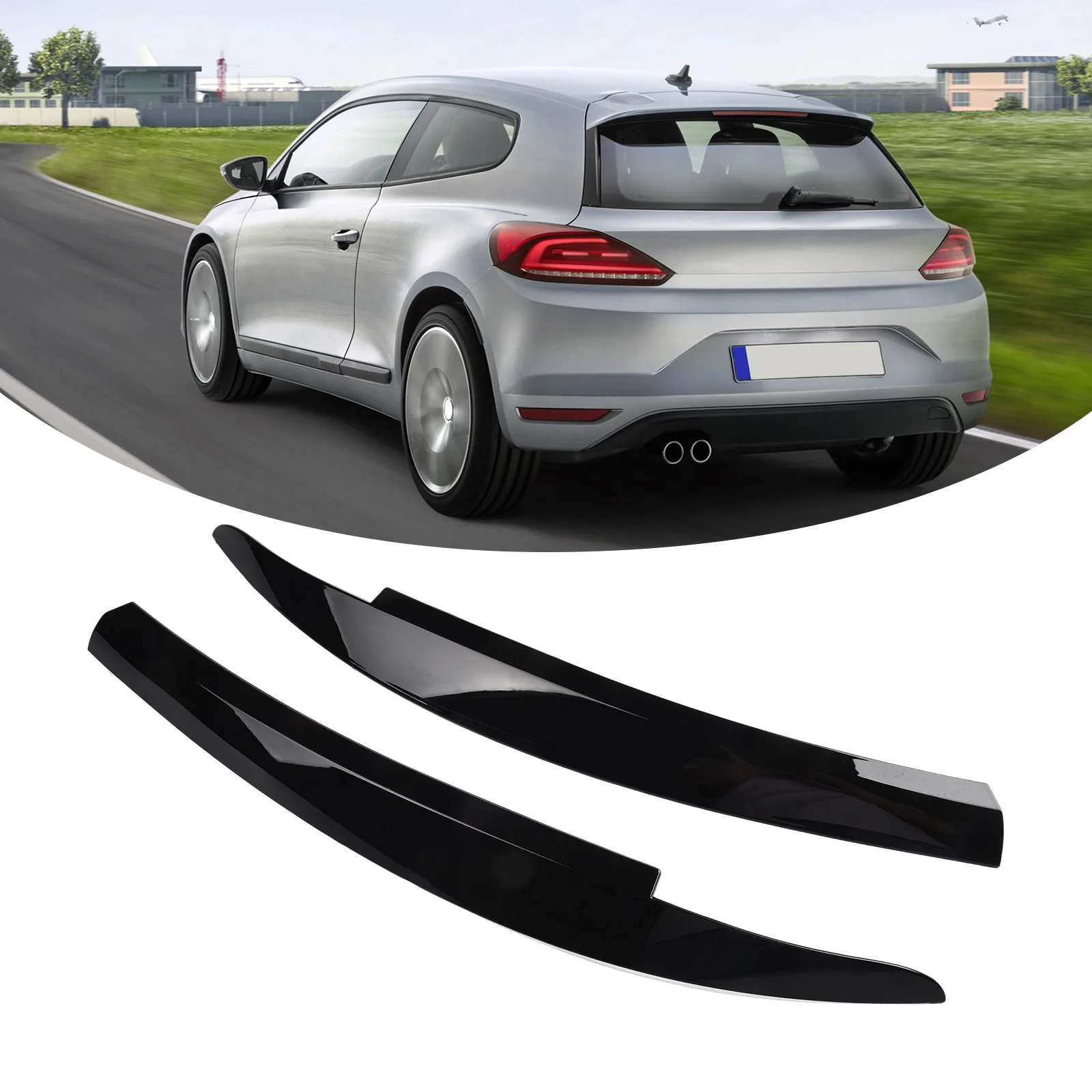 

For Scirocco 09-17 Eyebrow Trim Headlight Eyelid Glossy Black 2pcs ABS Plastic Carbon Fiber Cover Trim Head Lamp
