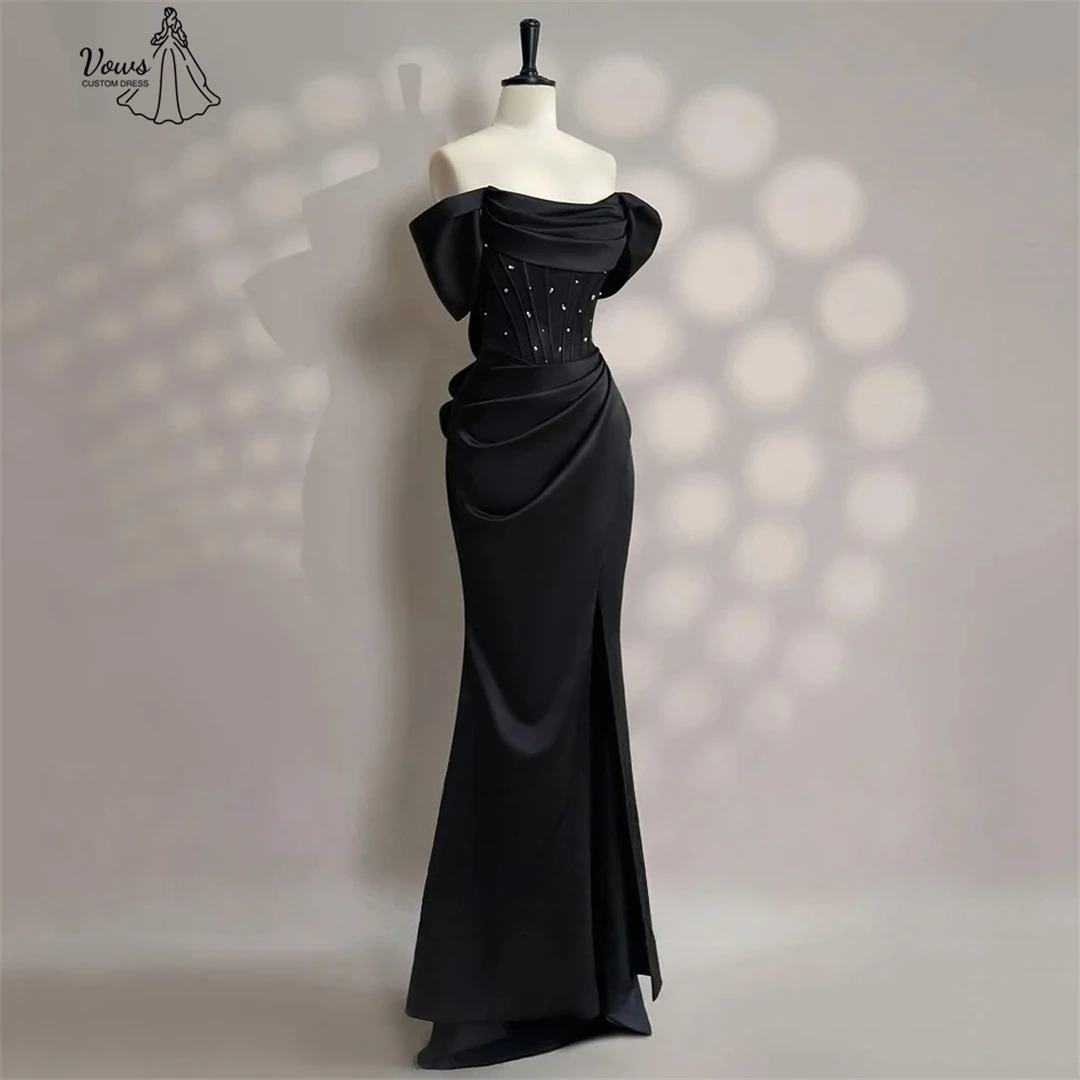 Vows 오프 숄더 고급스러운 파티 드레스 피쉬테일 스커트 특별한 날을 위한 로브 드 칵테일 드레스 맞춤 제작 라인스톤