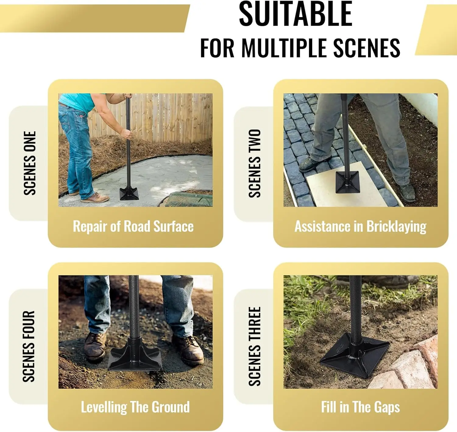 Heavy Duty Steel Tamper Tool with 62 Inch Adjustable Handle Hand Tamper for Efficient Soil Compaction Tamping Asphalt Gravel·New