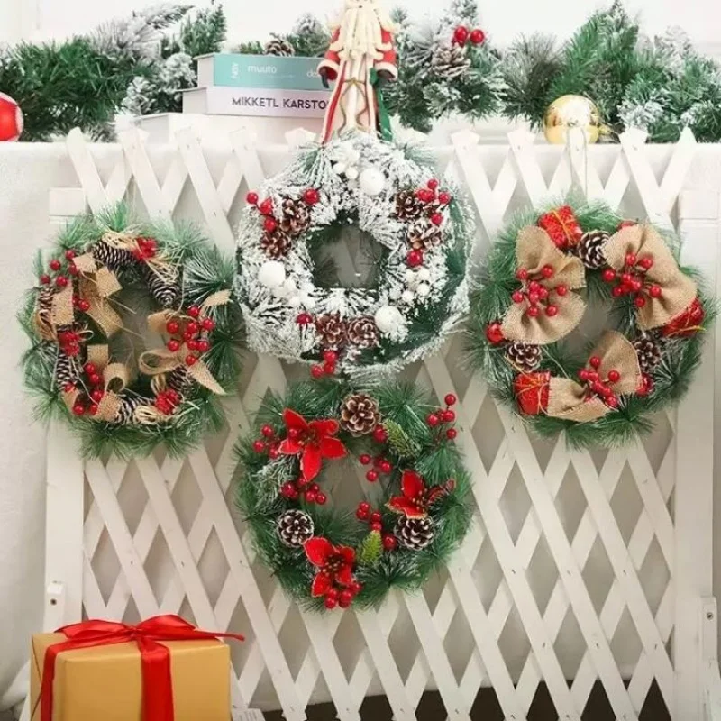 

Custom New Christmas Decoration Props Christmas Decorations Wreath Simulation Rattan Christmas Door Hanging Window Decoration