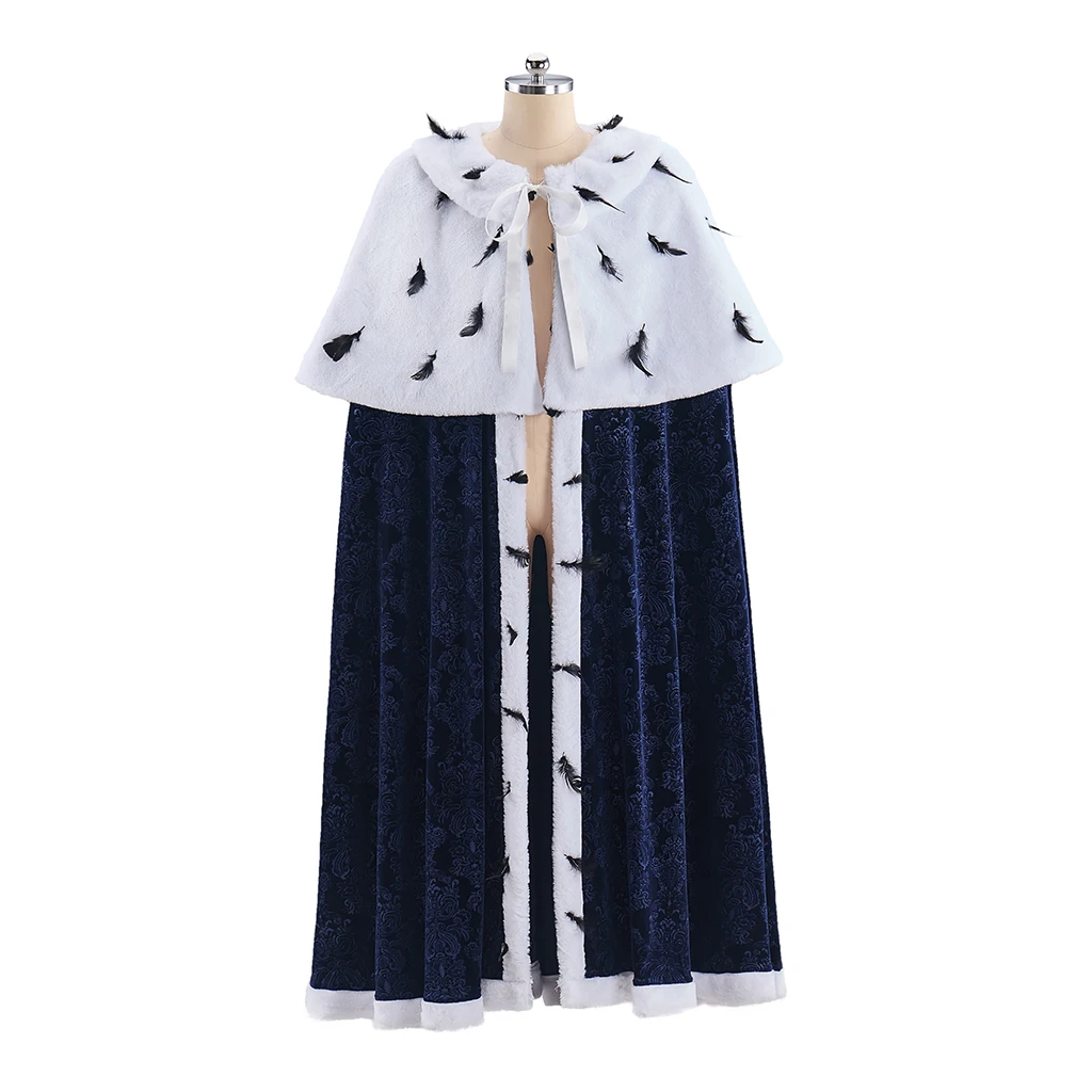 Capa de rey de la Reina Charlotte Story, capa azul oscuro para hombre, vestido de baile del siglo XVIII de KING GEORGE III, capa victoriana