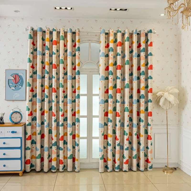 New Cloud Pattern Sunscreen Curtains - Fun and Playful Children's Curtains for Boys and Girls, Sunscreen Functionality