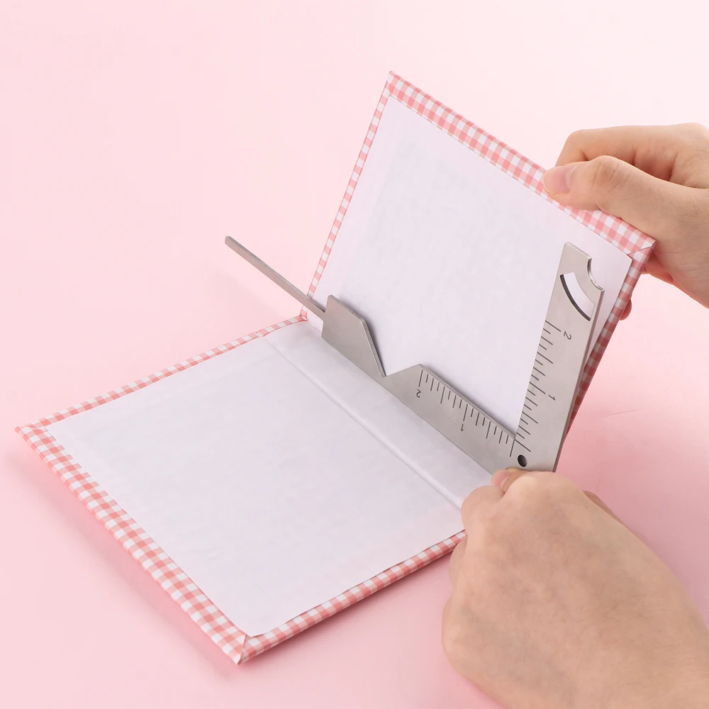 5-in-1 Book Cover Guide Stainless Steel Metal Bookbinding Cover Tool for Scribe Marking Album Notebook Scrapbooking Gauge Ruler