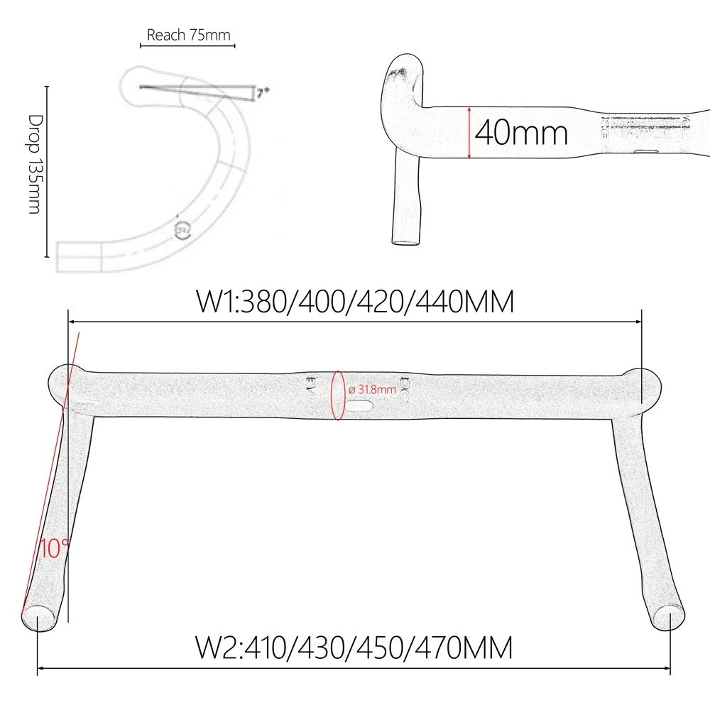 Ultralight 150g Full Carbon Fiber Road Bicycle Handlebar 380/400/420/440mm UD Matte Internal Routing Racing Bike Handleba
