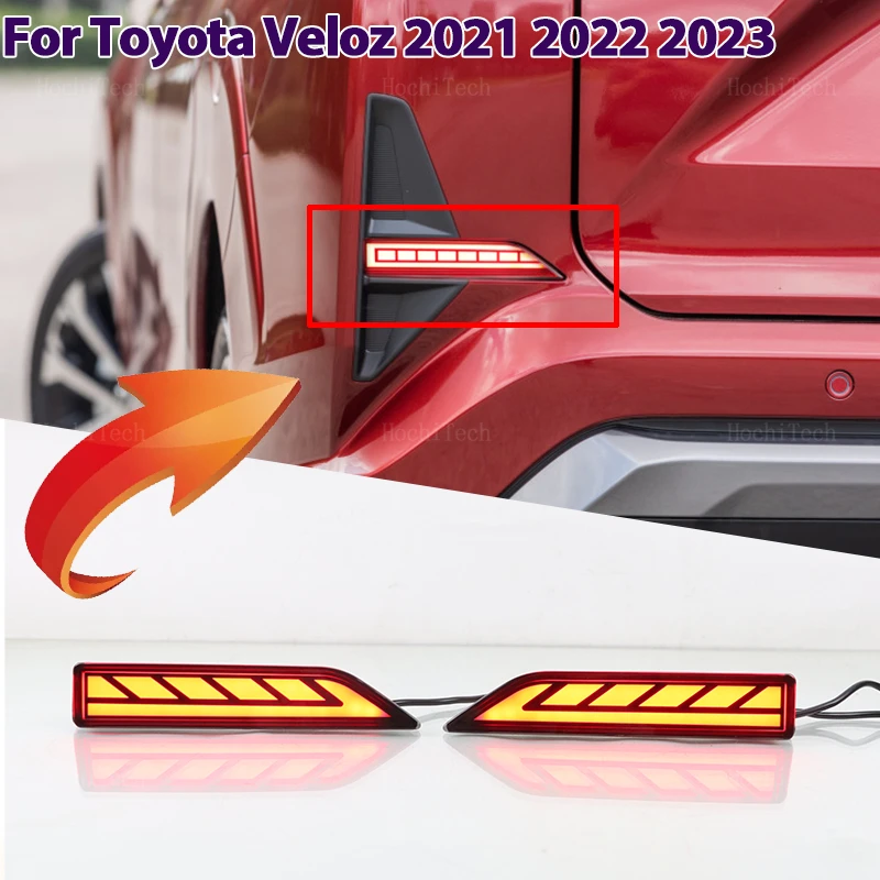 

1 пара динамических указателей поворота, светодиодный отражатель, задний противотуманный фонарь, задний бампер, стоп-сигнал для Toyota Veloz 2021 2022 2023