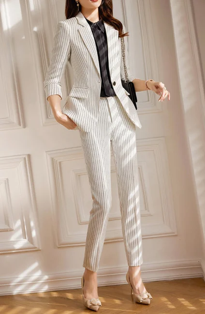 European and American cross-border professional suit striped suit temperament president small suit formal two-piece set