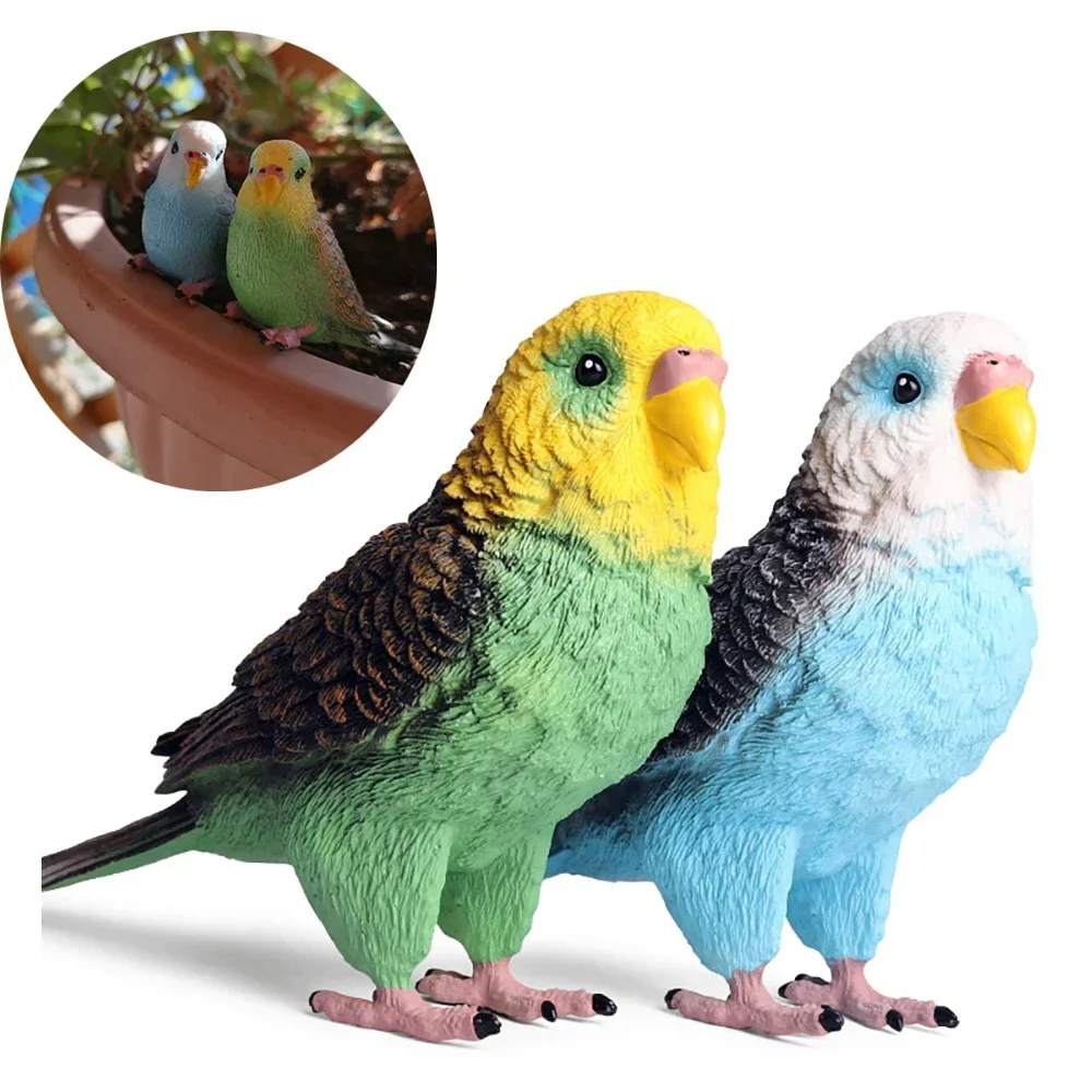 Parrot Miniature Landscape Ornament Simulation Parakeet Model Lawn Figurine Artificial Bird Home Decorative Figures Bird Decor