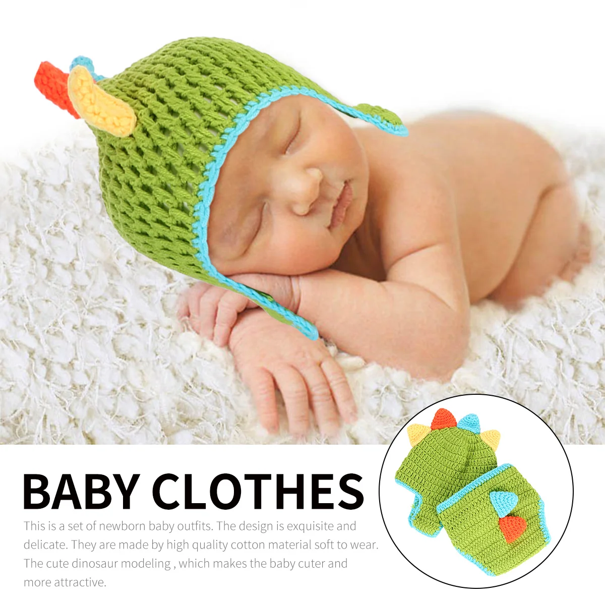 

1Set Newborn Baby Dinosaur Knitting Clothes Cotton Outfit Photo Props Baby Growth Recording Cute Outfit Newborn Hat