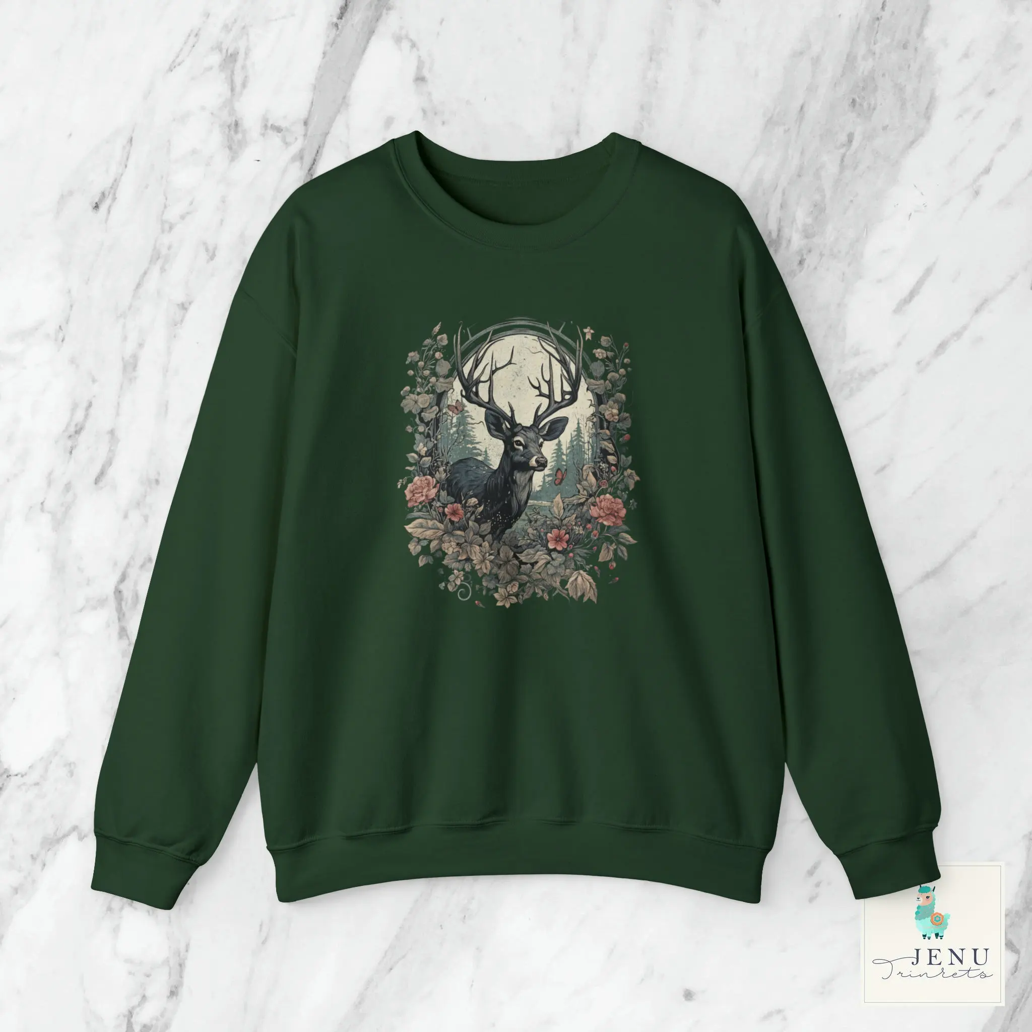 

Vintage Elegance Literary Sika Deer Garland Dream Print Women Sweatshirt New Fashion Retro Concinnity Freshness Comfort Tops