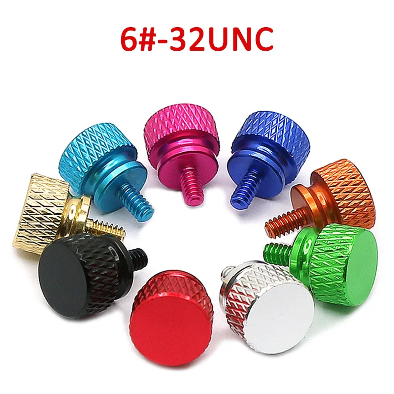 

5pcs/Lot 6#-32UNC Color Aluminum Alloy Thumb Screw Computer Case Side Panel Knurled Hand Tighten Screws Bolt DIY Anodizing