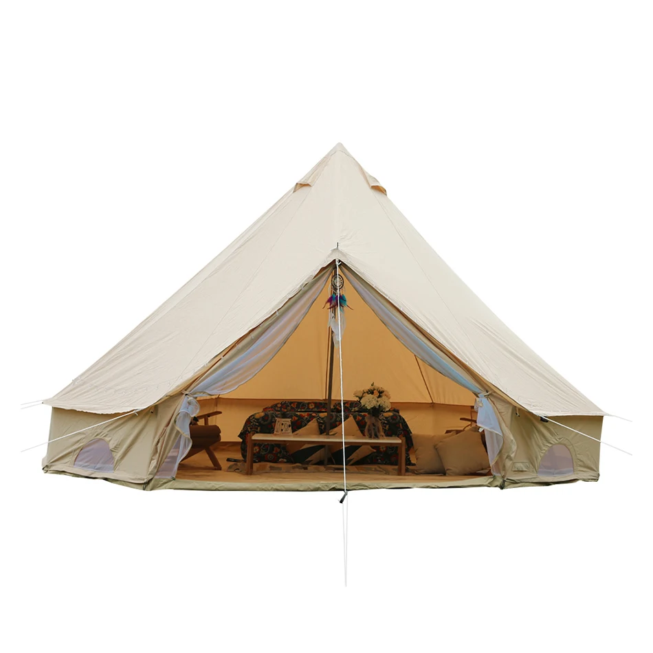 

4M Outdoor Camping Waterproof Mouldproof Canvas Yurt Tent Luxury Hotel Bell Tent