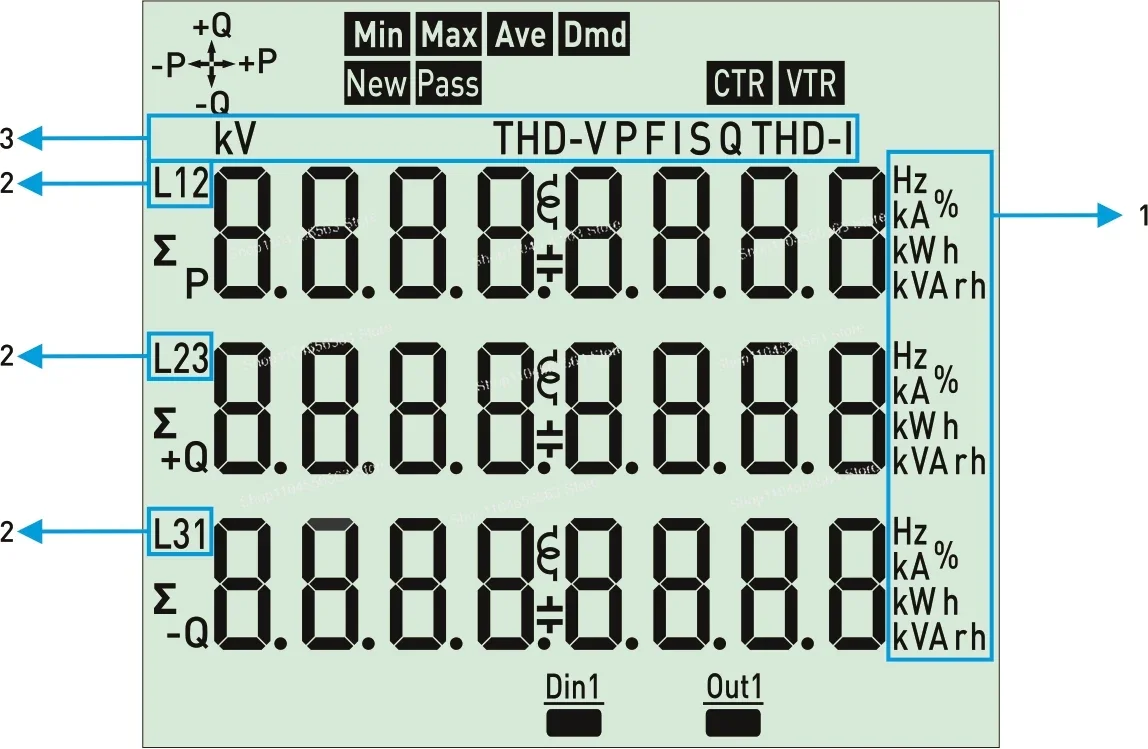 3-Phase Energy Analyzer and Multimeter TPM-04SH-XXD, 3P4W Power Meter for Industrial Electrical Measurement