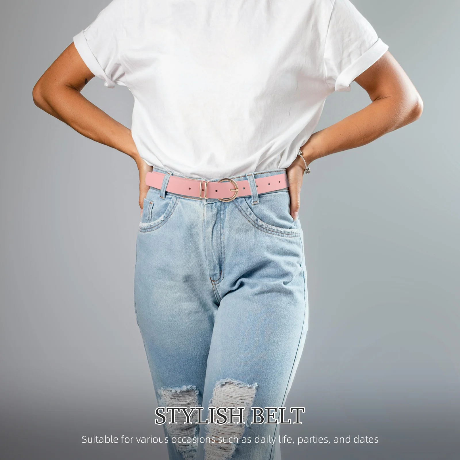 

Women'S Jeans Pu O-Ring Buckle Waist Belt For Casual Dressy Outfits Ladies Trendy Fashion Belt For Daily Party Use