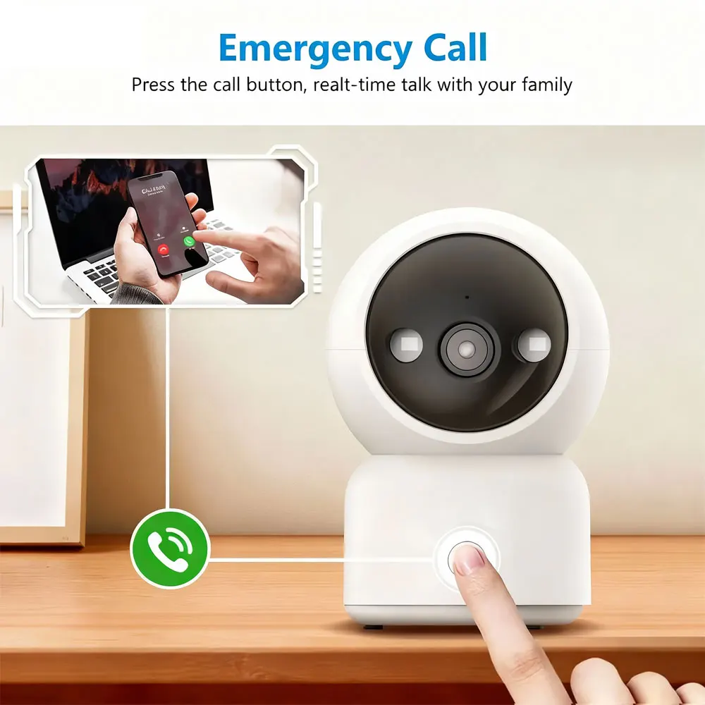 

5 МП 2K HD Wi-Fi PTZ-камера для видеонаблюдения с функцией ночного видения, обнаружением движения и видеозвонком, для дома