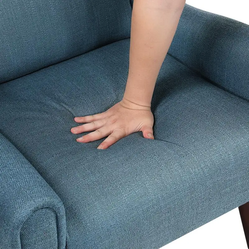 Modern Wingback Upholstered Accent Chair - Blue Fabric, Solid Wood, Sleek Design, Luxury Furniture, Stylish Home Decor