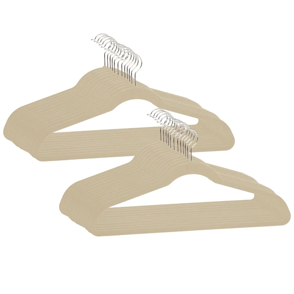 

24 Pack Ivory Extra Wide Velvet Coat Hangers - Strong & Ladder Design