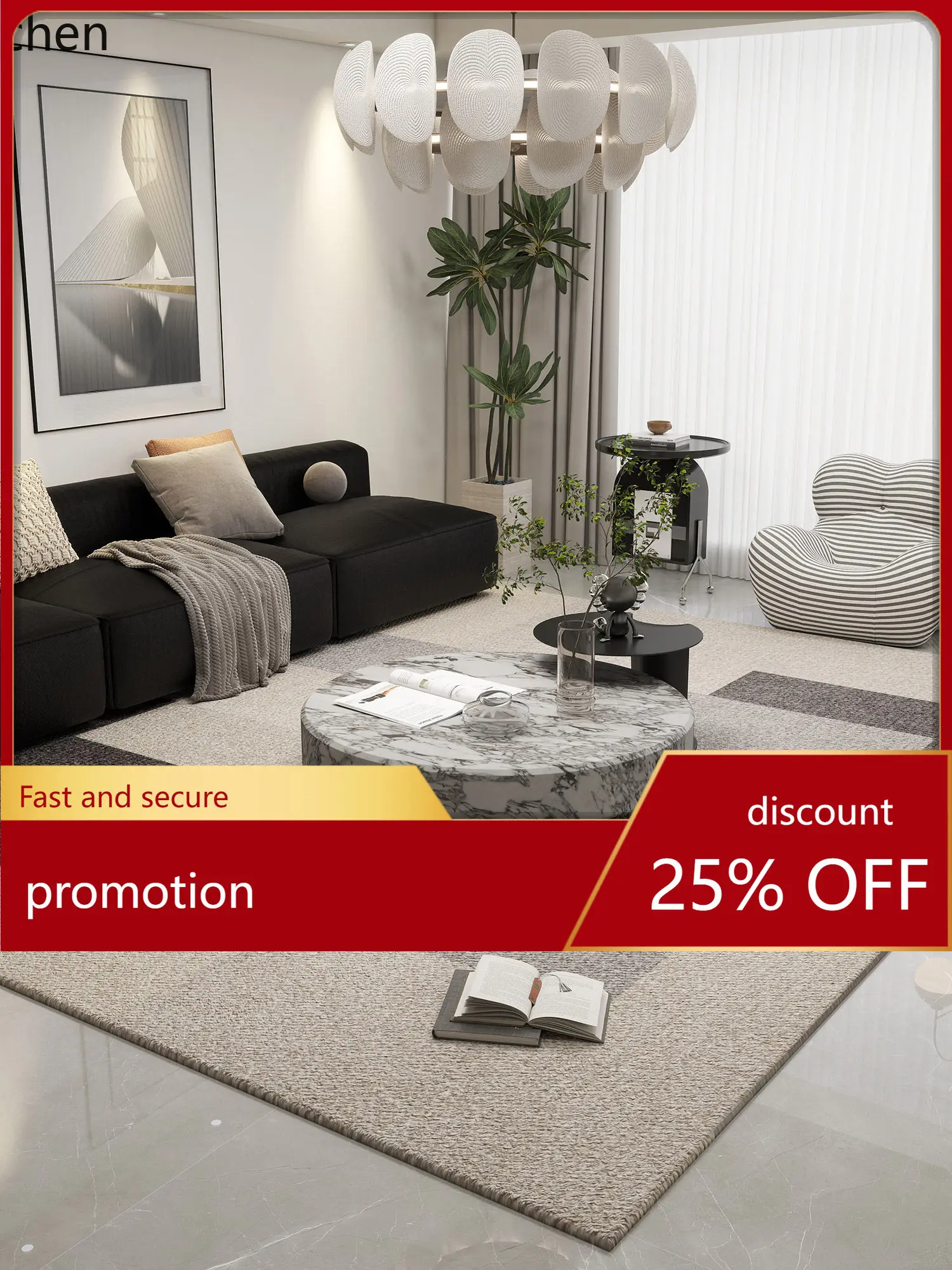 

YFY Carpet for Living Room and Bedroom, Large Area Full Coverage Indoor Non-Slip Mat, Bedside Cushion