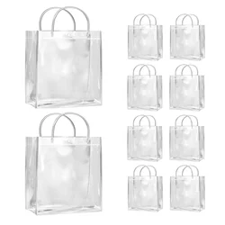 10Pcs Transparent Bags with Handles Waterproof PVC Shopping Bags for Jewelry Candy Perfume Wedding