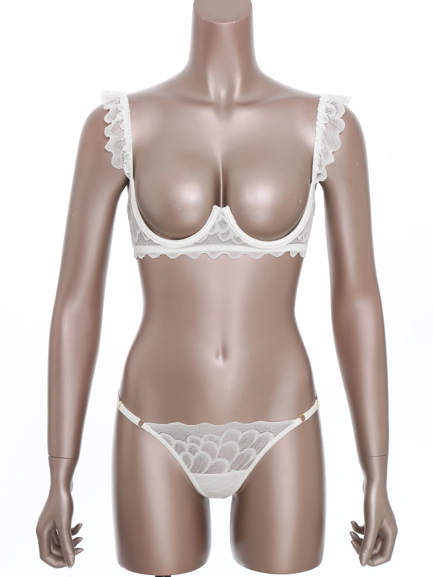 

Женское нижнее белье, комплект с бюстгальтером, эротический бюстгальтер с вырезами на груди, топы с стрингами без промежности, стринги с Т-образной спинкой для нижнего белья для медового месяца, ночное белье